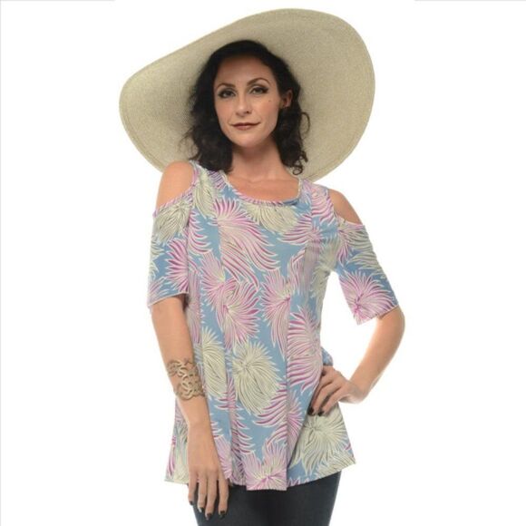 *LAST ONE* Floral Print Cold Shoulder Top - Picture 1 of 3